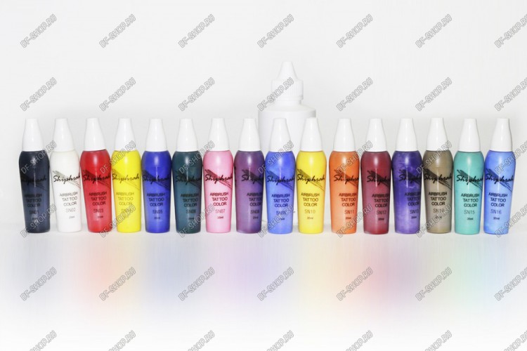Набор красок для бодиарта Shiphrah Airbrush 16 цветов